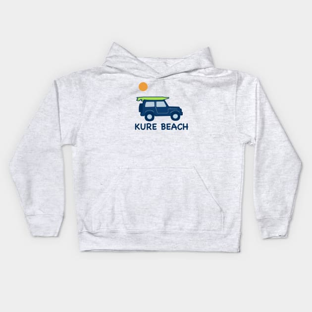 Kure Beach NC Surf Kids Hoodie by Trent Tides